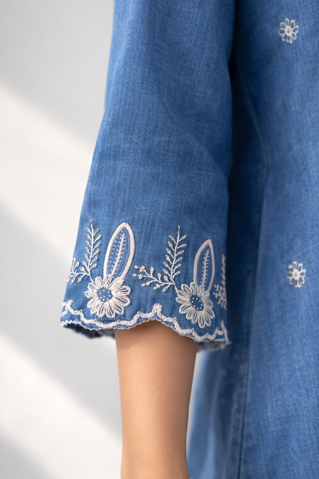 Chic Denim Embriodered Co Ord set