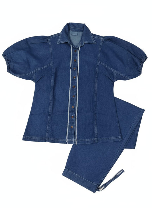 Cool Trendy Shirt Style Denim Co Ord Set