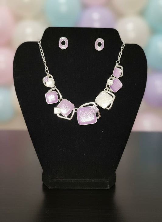 Purple Enamel Coated Imported Jewellery Set