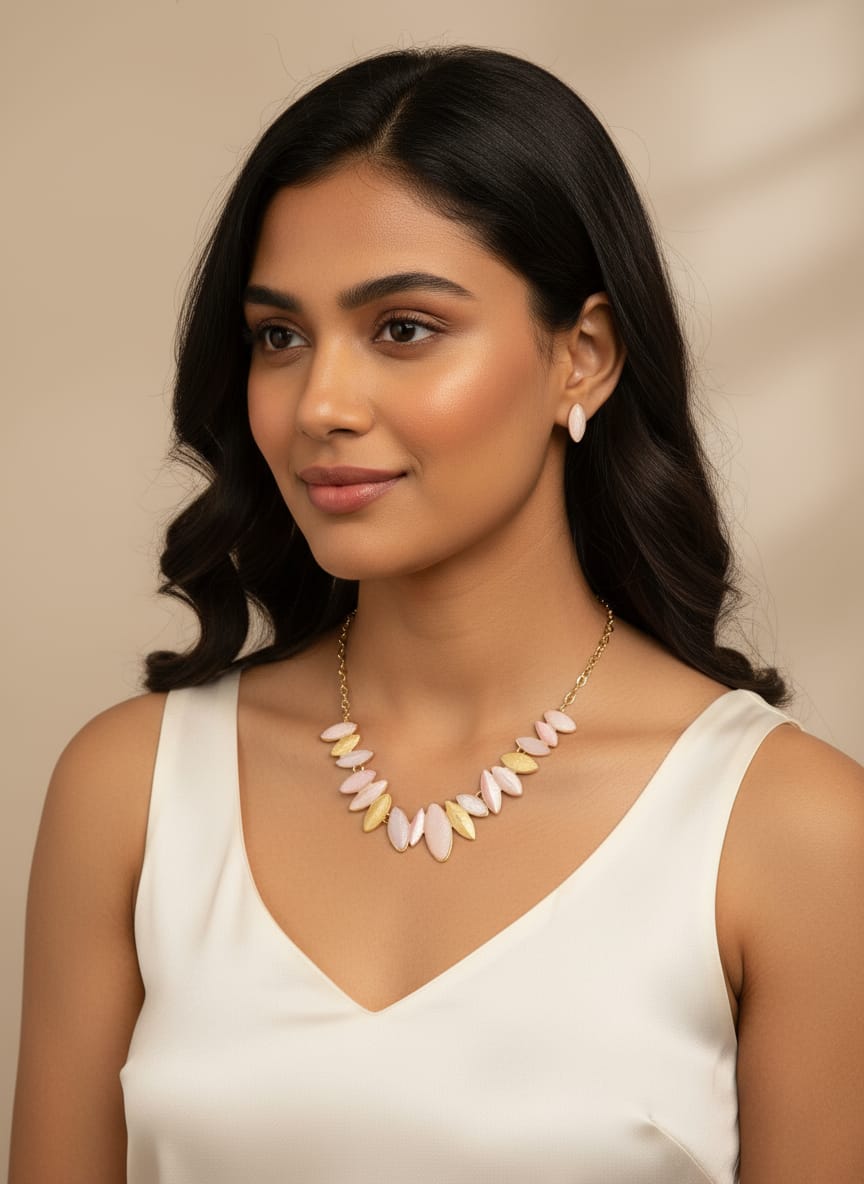 Pretty Pink Enamel Coated Imported Jewellery Set
