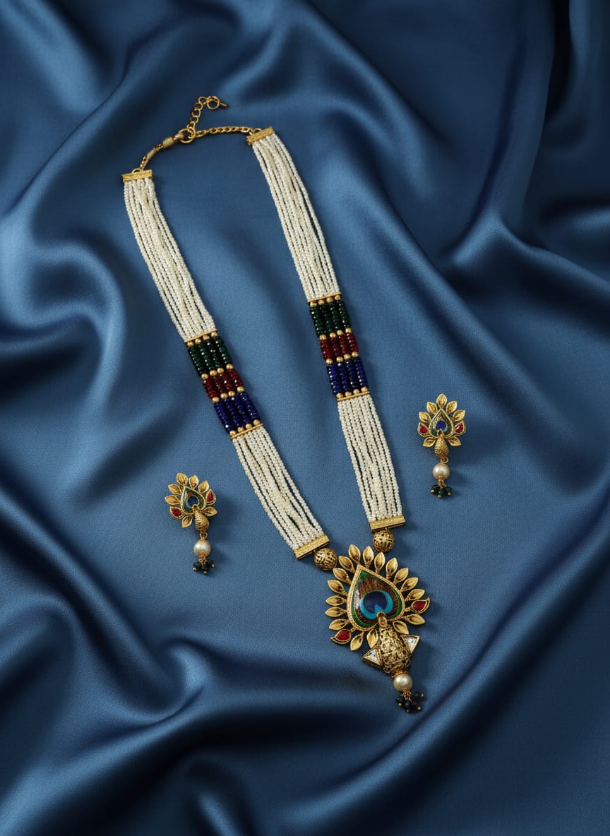 Beautiful Multicolour Peacock Design Rani Haar