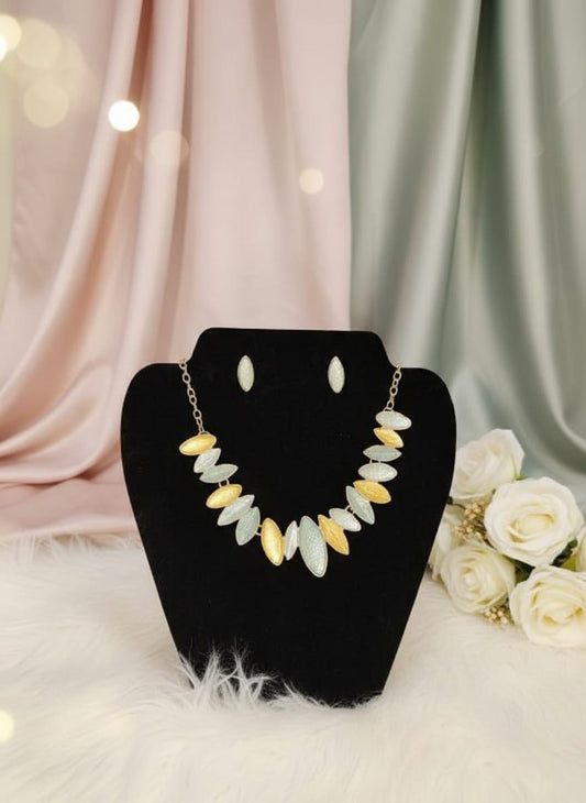 Enamel coated Antitarnish Finish Imported Jewellery Set Yellow and Green