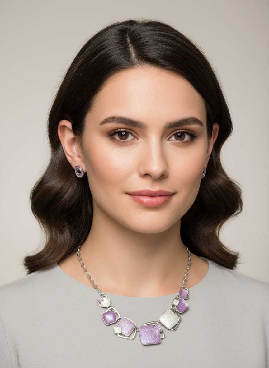 Purple Enamel Coated Imported Jewellery Set