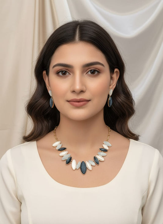 Graceful Grey Enamel Coated Imported Jewellery Set