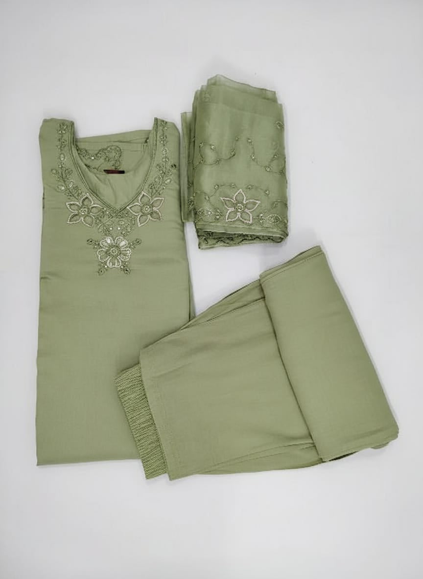 Beautiful Light Green Cut Work Kurta Set