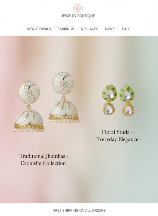 White Traditional Jhumka With  Floral Studs
