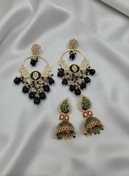 Beautiful Chandbali and Jhumki Combo