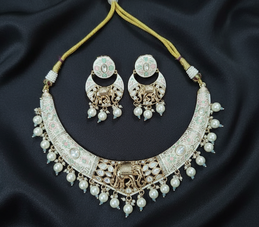 Royal Rajwadi Enamel Coated Pastel Jewellery Set
