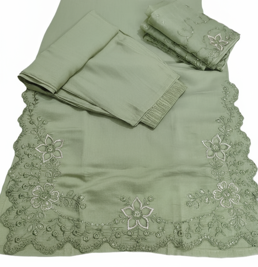 Beautiful Light Green Cut Work Kurta Set