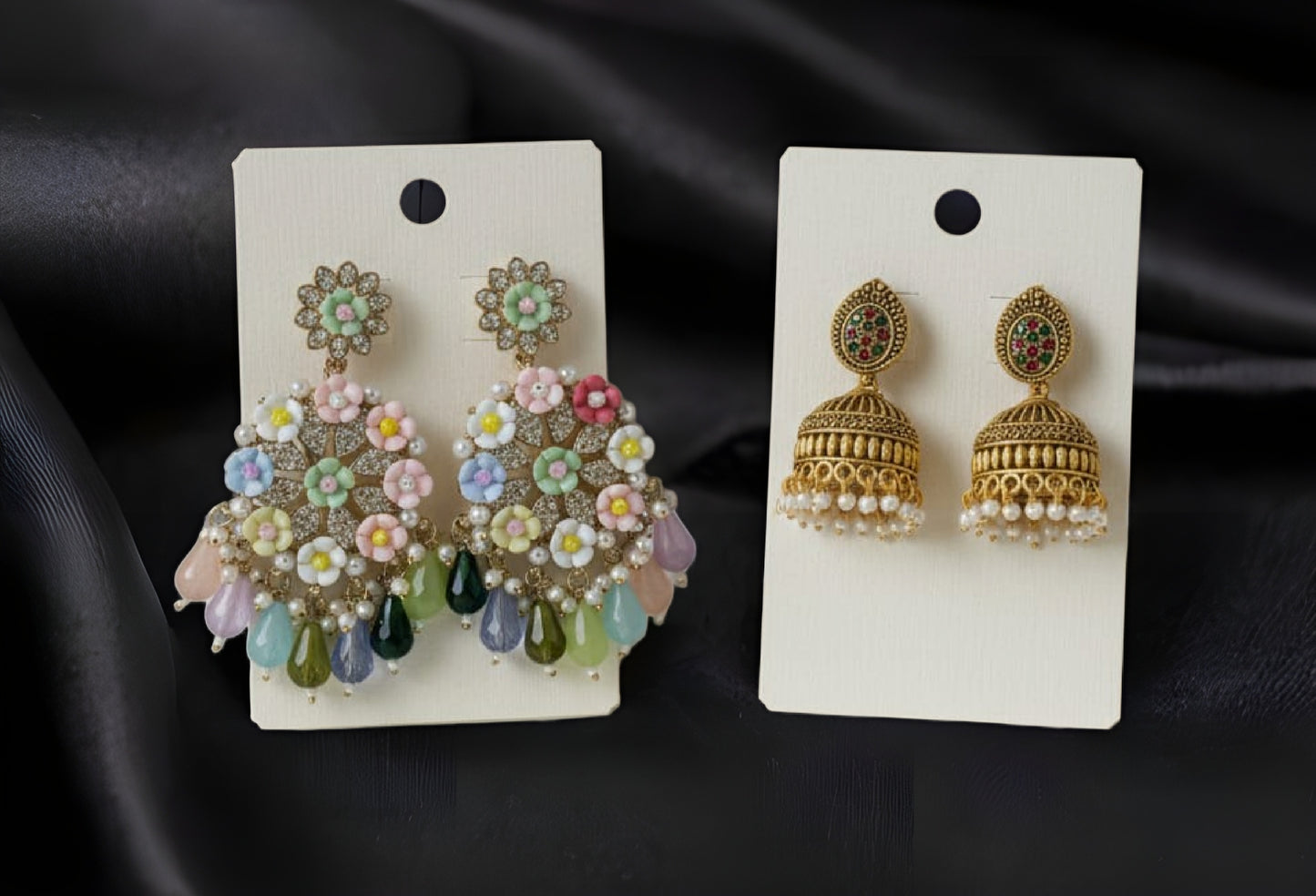 Beautiful Pastel Floral dangler and Jhumki Earing