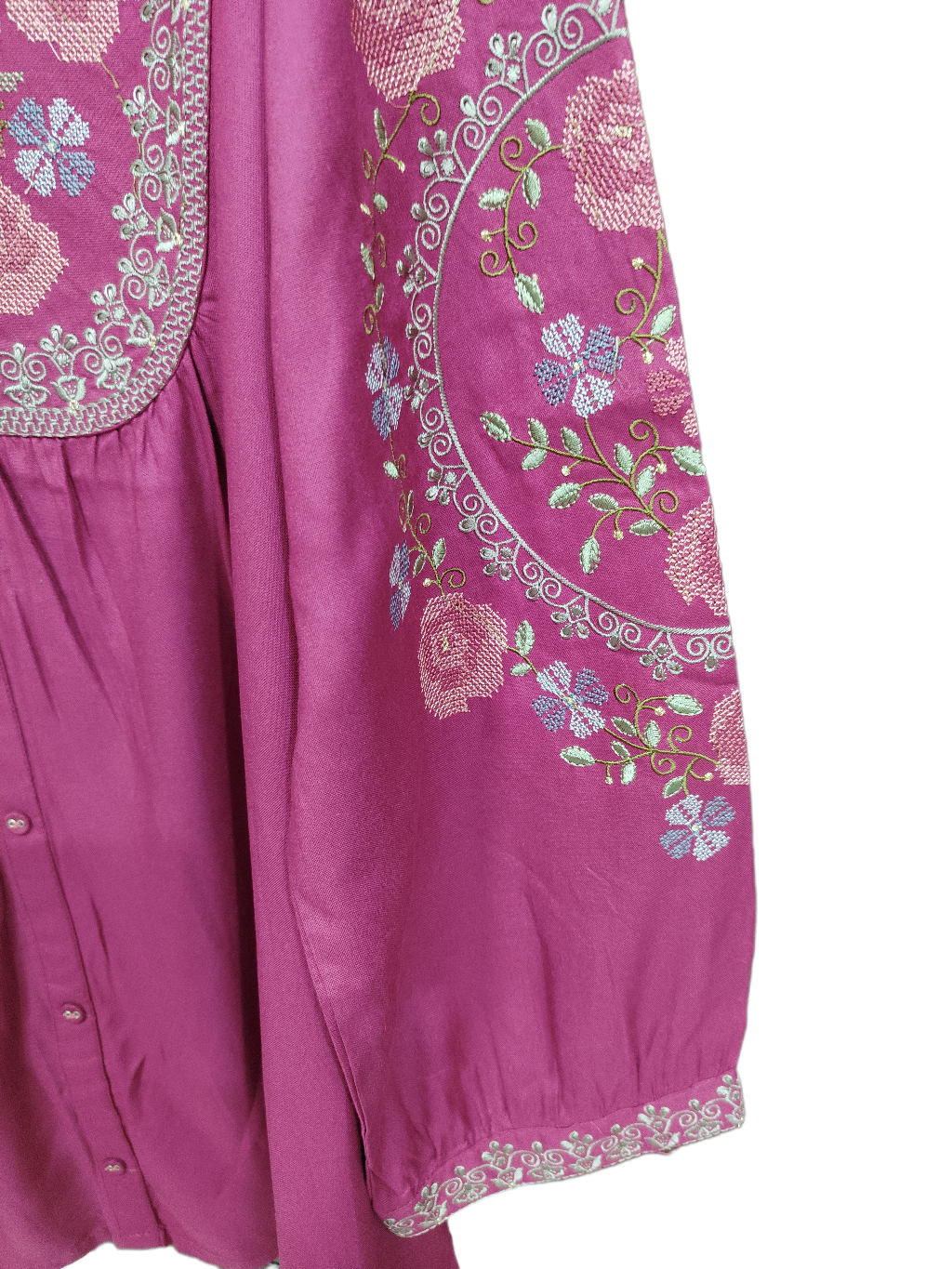 Beautiful Fuchsia Pink Embroidered Short Kurti