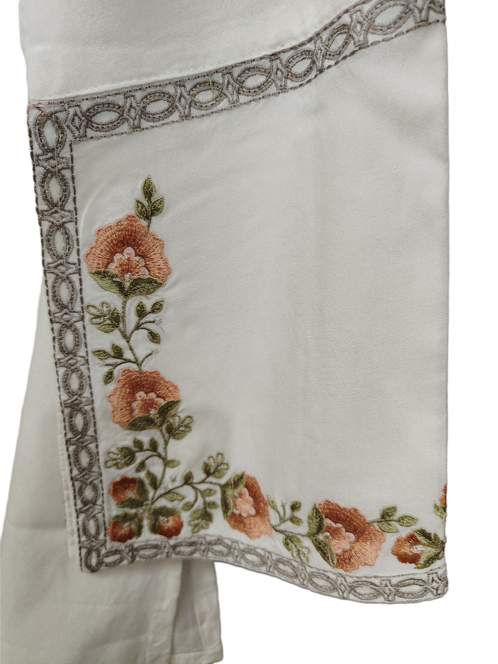 Beautiful White Embroidered Short Kurti