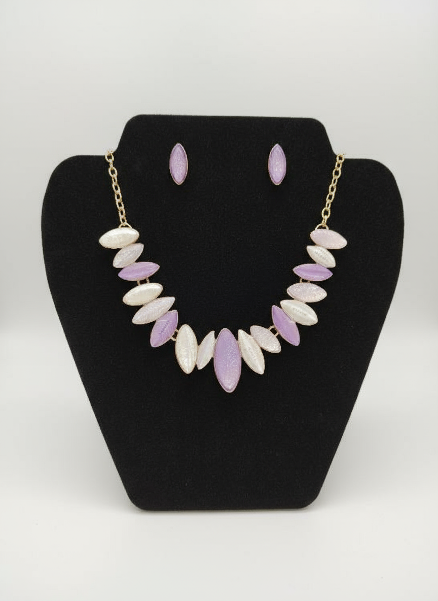 Pretty Enamel Coated Imported Jewellery Set Purple