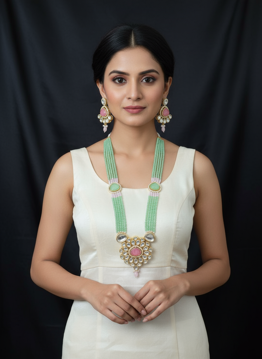 Elegant Pastel Green Rani Haar