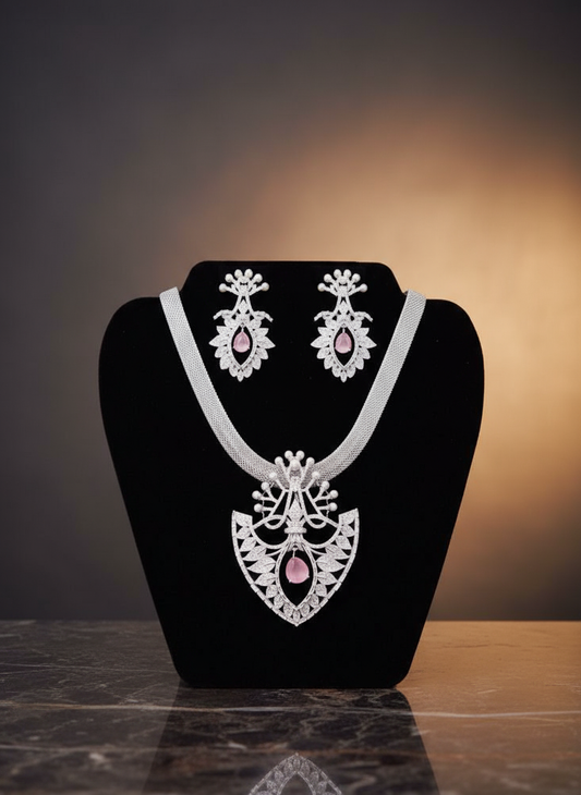 Beautiful Hasli Silver Stone Jewellery Set