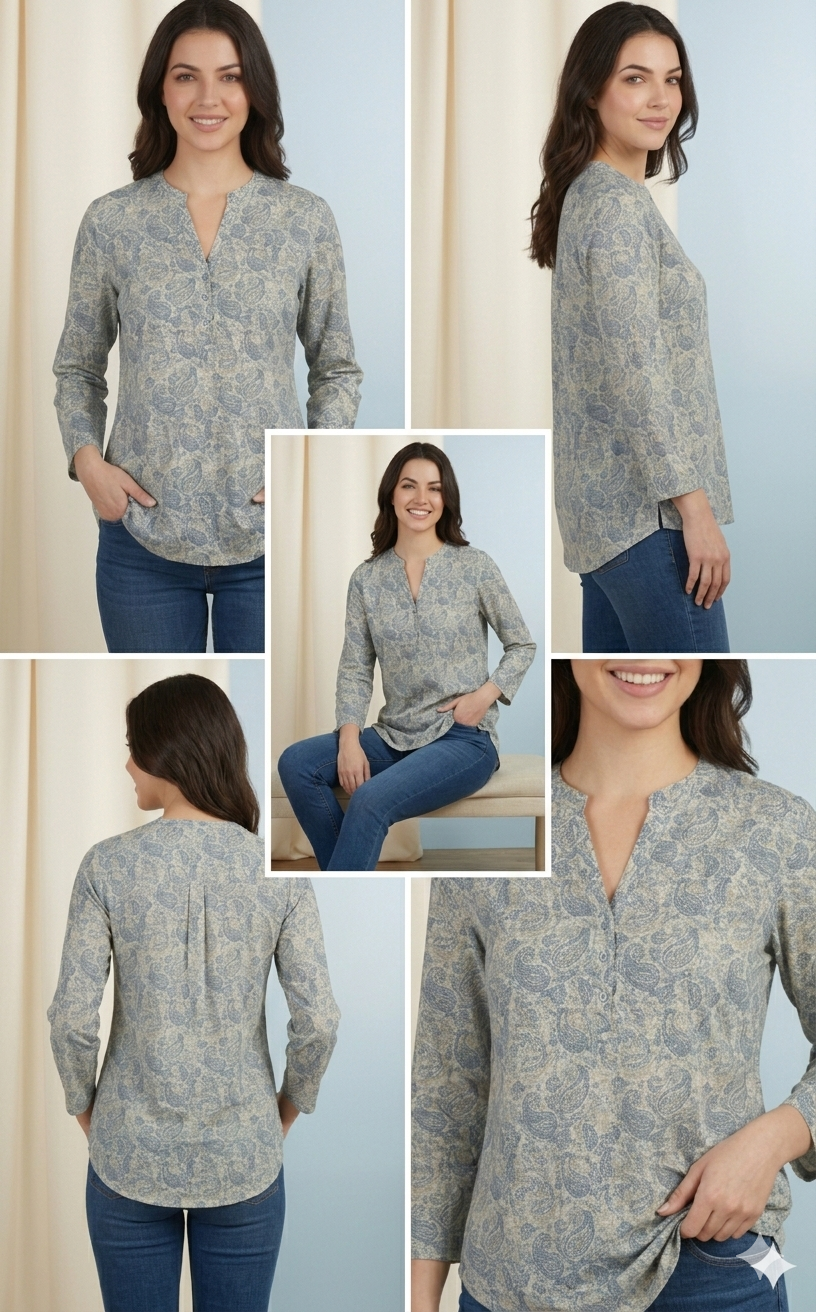 Beautiful Floral Print Cotton Short Kurti