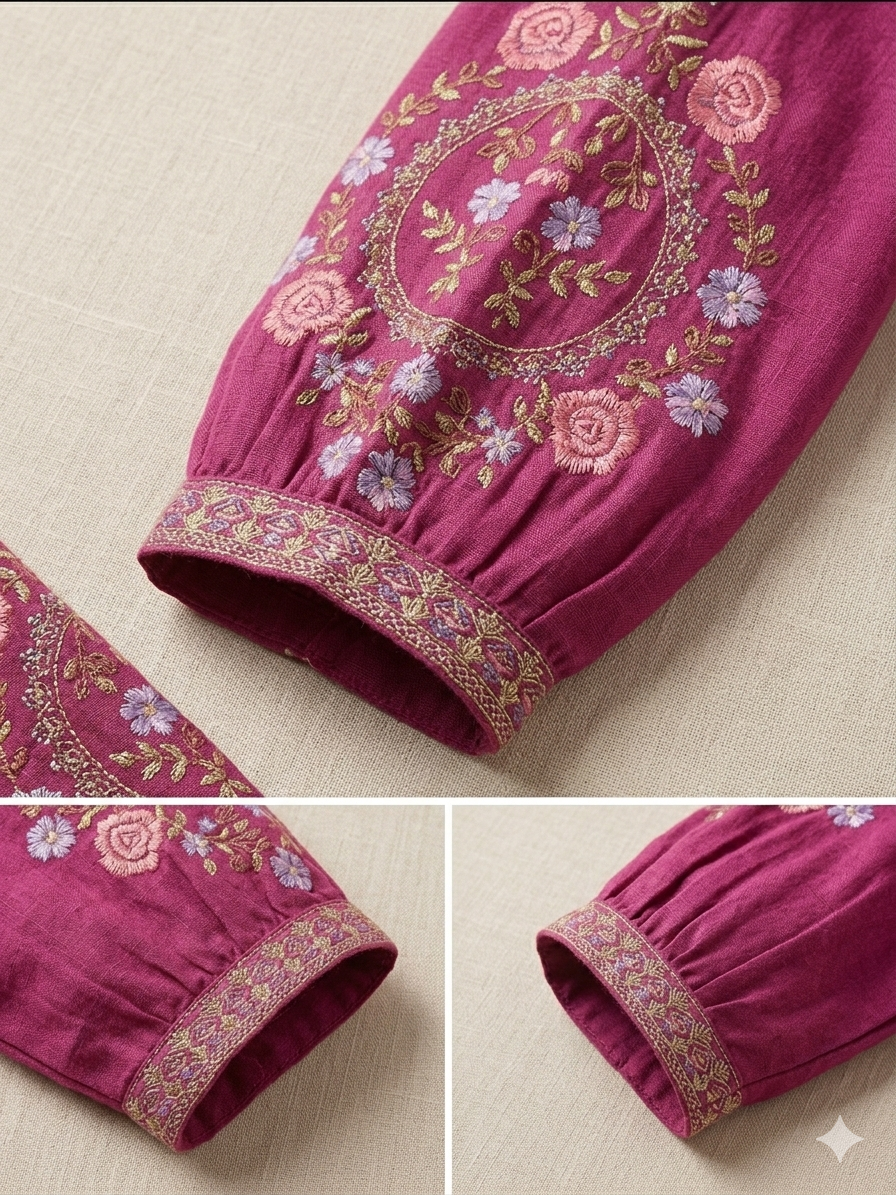 Stunning Embroidered Purple Short Kurti
