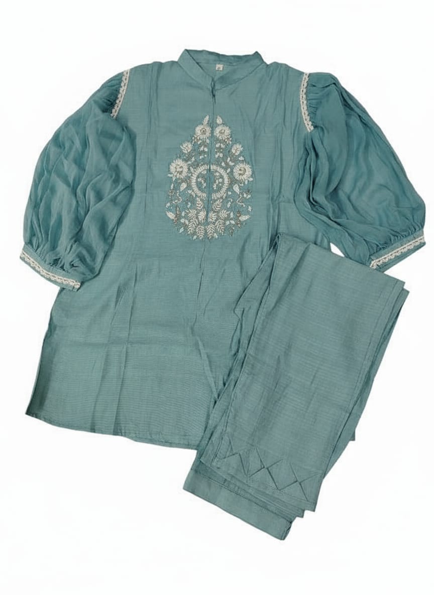 Stylish Cool embriodered  Powder Blue Co Ord Set