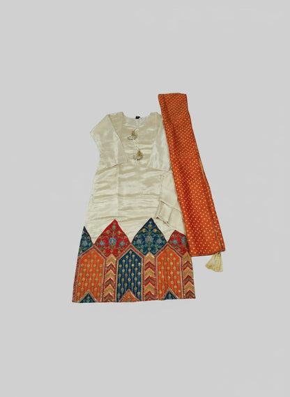 Classy Beige With Broad Border Kurta Set