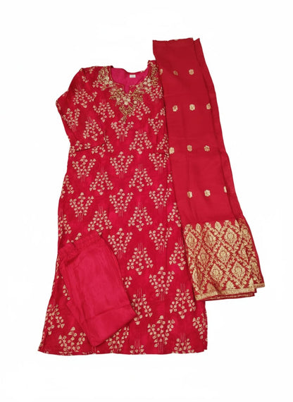 Rich Red With Banarsi dupatta Kurta Set