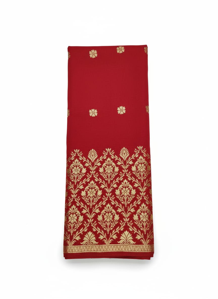 Rich Red With Banarsi dupatta Kurta Set