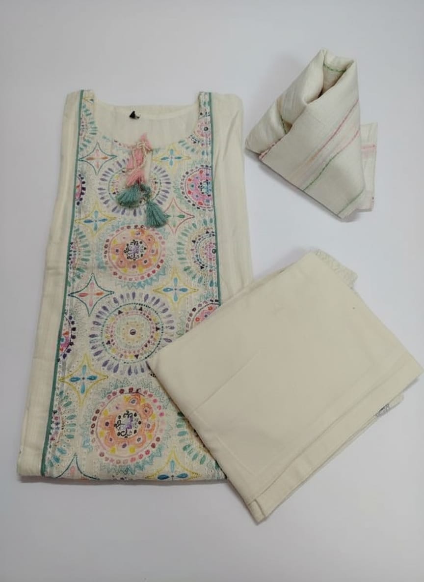 Beautiful Off White Pure Cotton Kurta Set