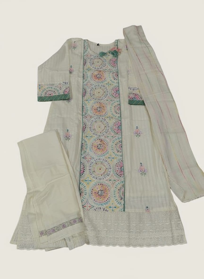 Beautiful Off White Pure Cotton Kurta Set