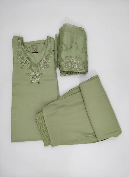 Beautiful Light Green Cut Work Kurta Set