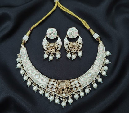 Royal Rajwadi Enamel Coated Pastel Jewellery Set