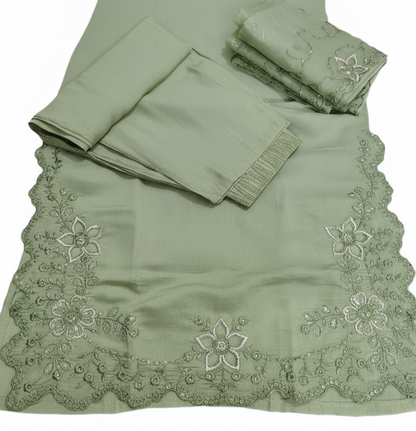 Beautiful Light Green Cut Work Kurta Set