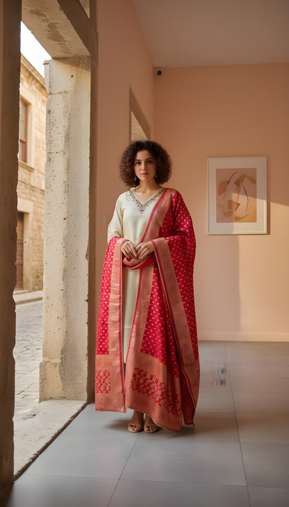 Luxurious Shimmer Zardozi work Kurta Set