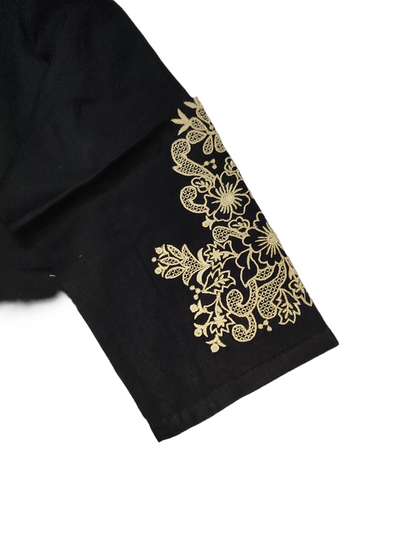 Linen Embroidered Black Short Kurti