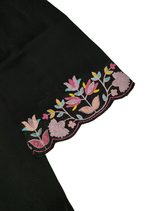 Linen Embroidered Black Kurti