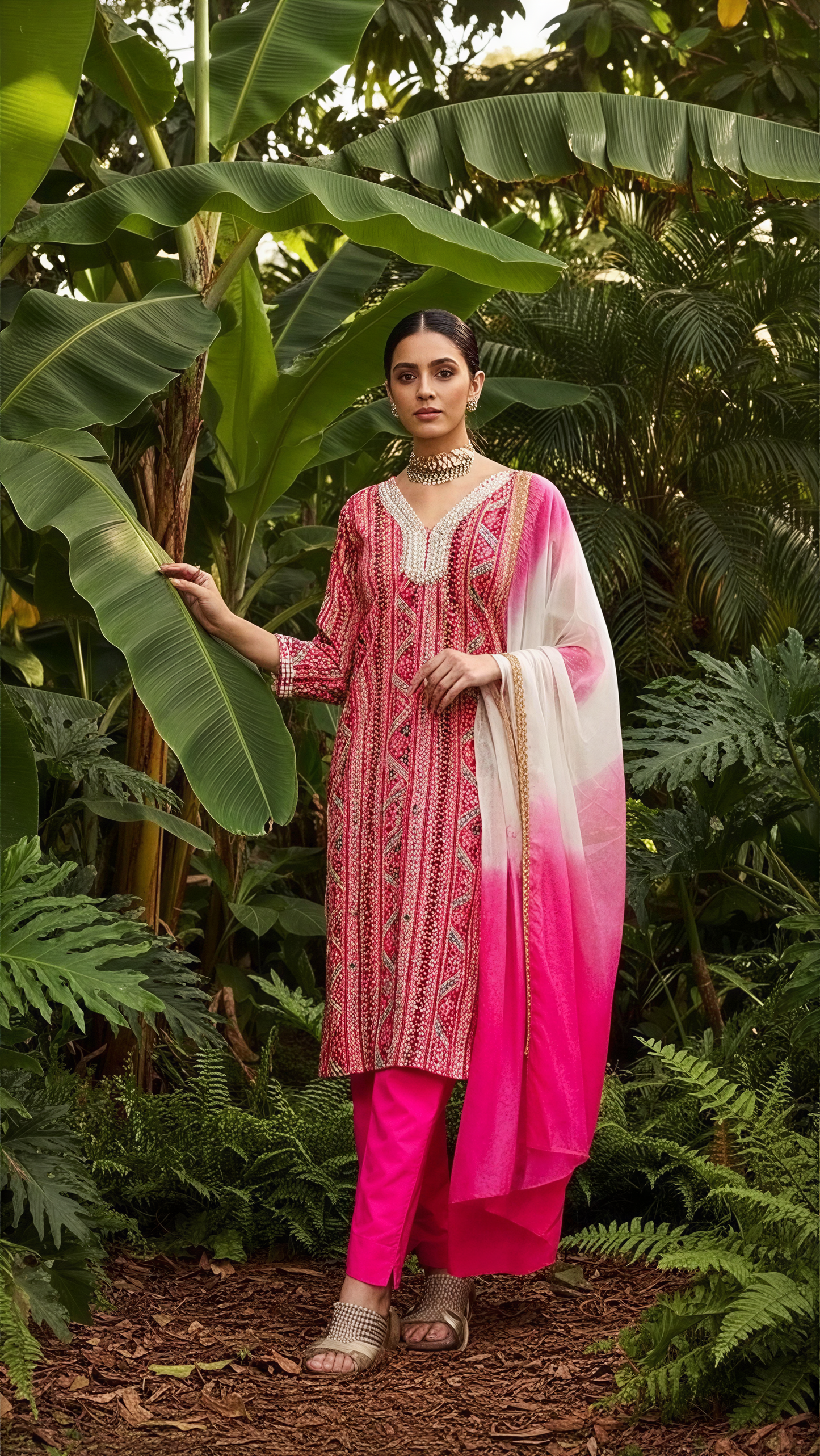Rayon Rani Pink Kurta Set