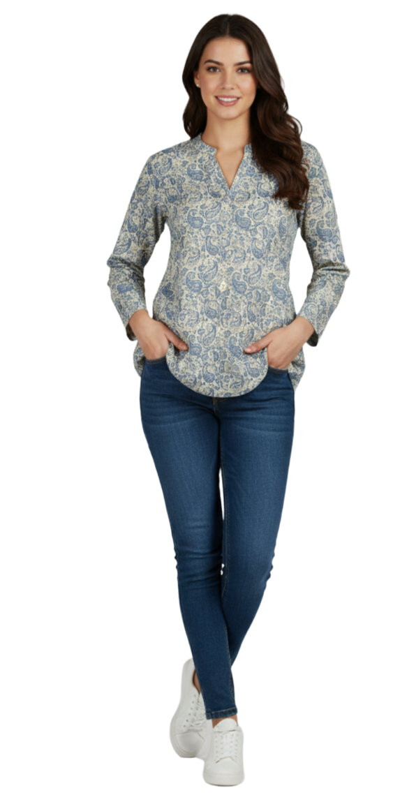 Beautiful Floral Print Cotton Short Kurti