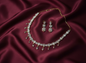 Antique Polish Square Shape AD Jewellery Set (White)