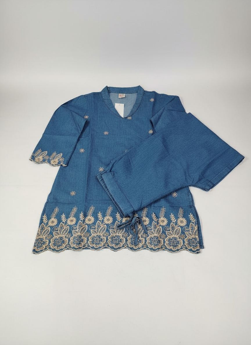 Chic Denim Embriodered Co Ord set