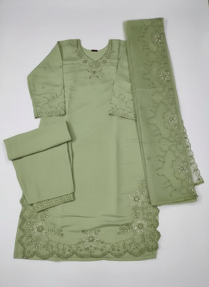 Beautiful Light Green Cut Work Kurta Set