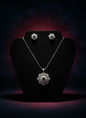 Beautiful Floral Silver AD Pendent Set