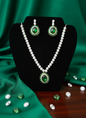 Beautiful AD With Green Statement Stone Jewellery Set