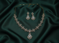 Antique Polish Floral Pattern AD Jewellery Set(White)
